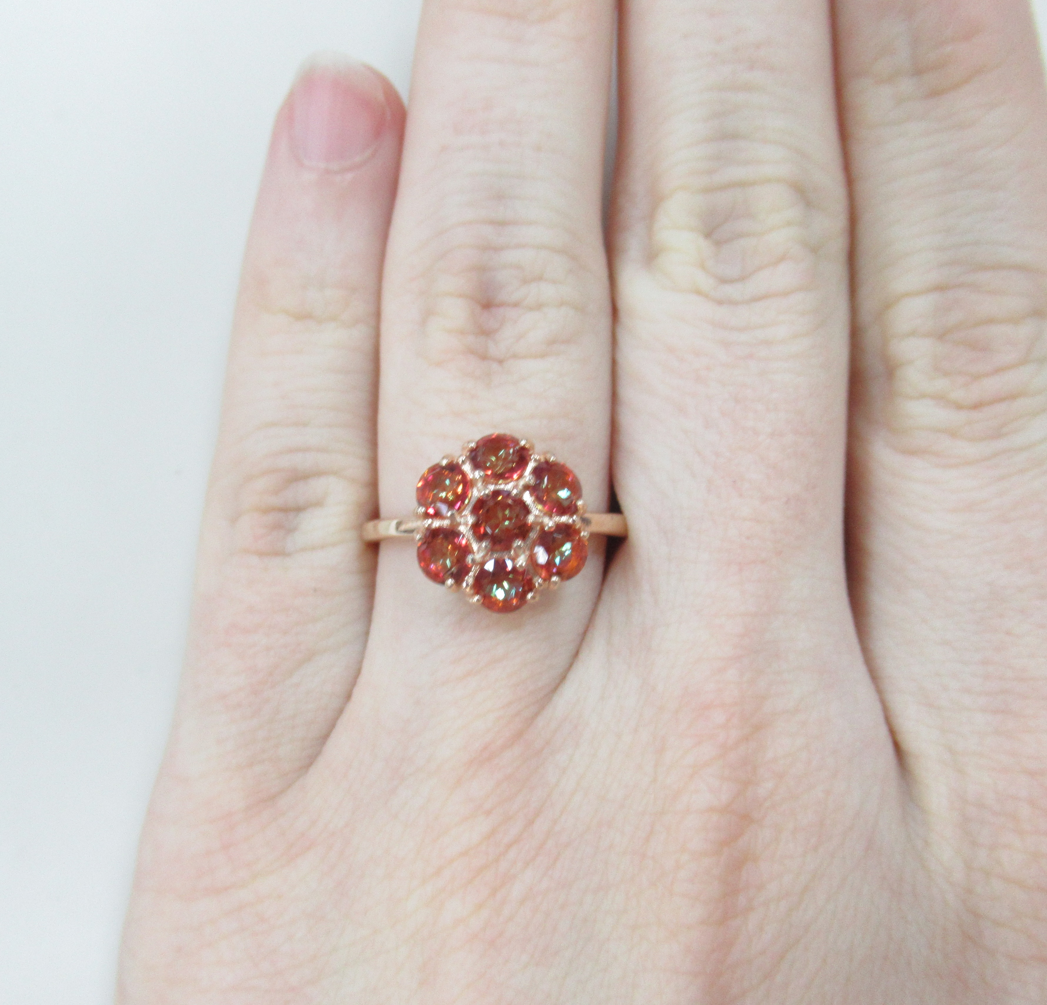 Серебряное кольцо с оранжевым горным хрусталем "Цветок"